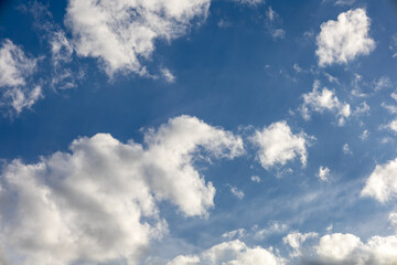 Blue Sky with Scattered Fluffy Clouds