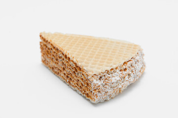 waffle with caramelized condensed milk on a white background