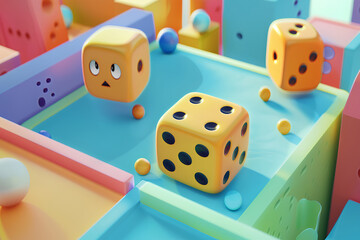 カラフルなサイコロのテクスチャー（3D）