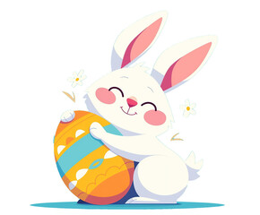 Easter Egg Bunny Cartoon Illustration Transparent PNG without Background, suitable for Easter celebration activities, promotional posters, and in-store decorations.
