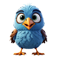 Fototapeta premium Cute blue bird looking surprised with big eyes and open beak