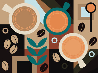 Vector drawing seamless pattern on the theme of coffee elements of coffee pattern for packaging poster flyer paintings abstract painting coffee tones design elements.