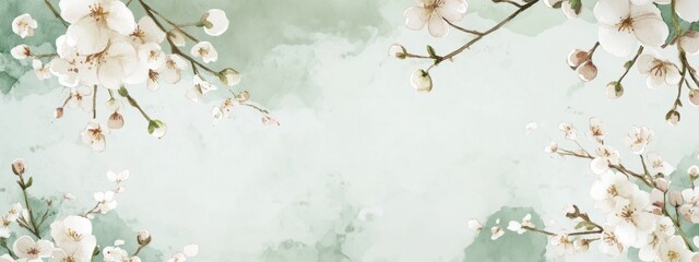 Minimal flat or watercolor flower frame on lime background