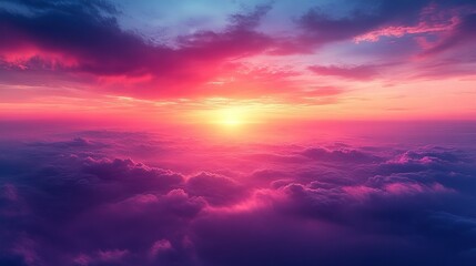 Blurred background in purple and blue colors, soft gradient, blurred image of nature landscape, blurry background for presentation design, copy space. Abstract blurred image of sunrise or sunset.