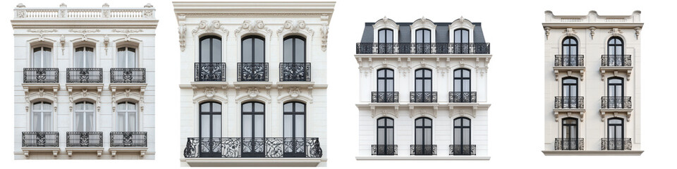 Fototapeta premium Collection of ornate classical architecture featuring elegant historic building facades with decorative elements characteristic of European neoclassical style