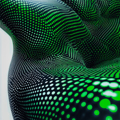 Swirl green and black dot abstract background. Generative AI.