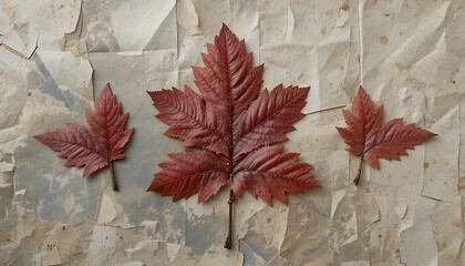 Autumn Leaf Arrangement on Textured Surface Showing Fall Season Concept