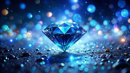 Abstract Blue Diamond Night Sparkle: Glowing Jewel Background
