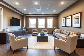 Fototapeta premium Spacious waiting room with comfortable seating