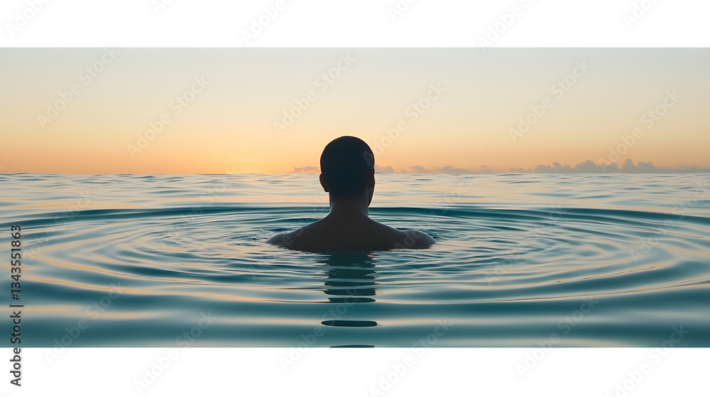Poster energetic person swimming in the refreshing ocean waters with splashes of water creating a dynamic s