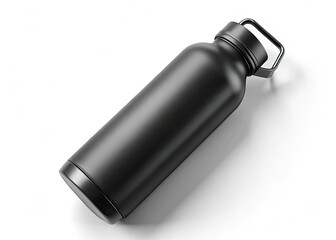 Fototapeta premium Sleek matte black water bottle, ergonomically designed for minimalist modern hydration.