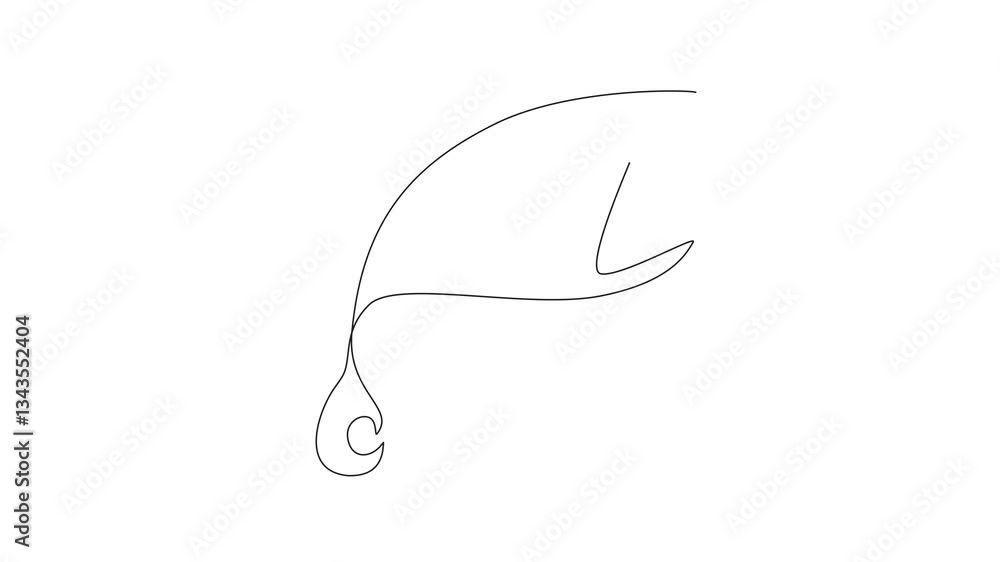 Poster animation of continuous one line drawing of water drop from a leaf. purity of rainwater. fertilizes 