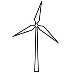 Wind Turbine Silhouette Front View Vector Illustration - Clean Design