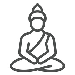 Thai monk sitting line icon, thailand resort concept. Vector graphics. Religion man sign on white background, outline style icon for mobile or web design.