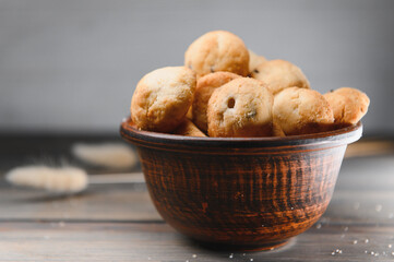 butter cookies isolated on a wooden background