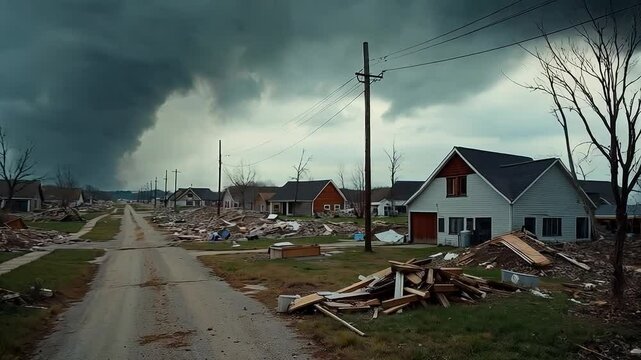 Tornado destructivo en &aacute;rea residencial con casas devastadas