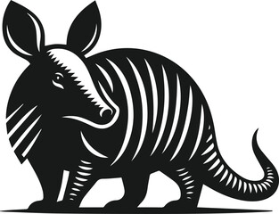 Armadillo standing still with ears perked up silhouette