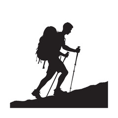 Hiking man Silhouettes. hiker with rucksacks silhouette.
