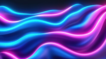 Naklejka premium Abstract Wavy Background with Vibrant Pink and Blue Neon Lights