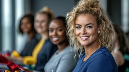 Cheerful diverse women in business meeting, workplace diversity, empowerment, professional collaboration, modern office atmosphere