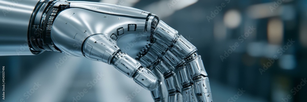 Poster intricate robotic hand depicts futuristic technology, innovation in ai, advanced robotics developmen