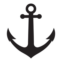 Anchor vector icon, Anchor Silhouette Against a White Background