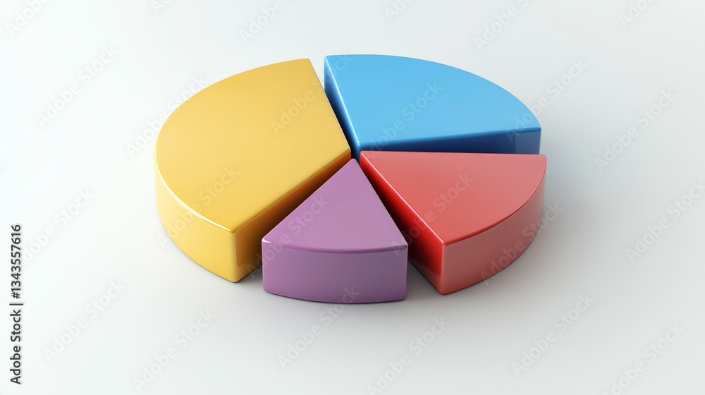 Aufkleber a d pie chart with four well-defined segments, showcasing financial distribution with a modern, simp