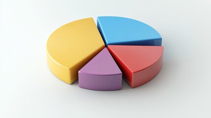 Obraz premium A D pie chart with four well-defined segments, showcasing financial distribution with a modern, simple color scheme.