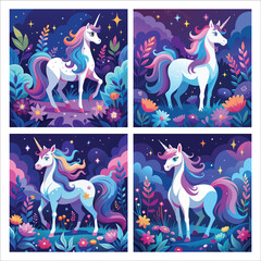 Magical Unicorn in a Starry Forest