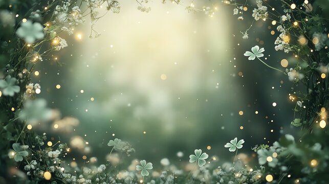 Whimsical floral background with subtle lighting.