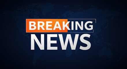 Breaking News Text Over Global Map Illustration