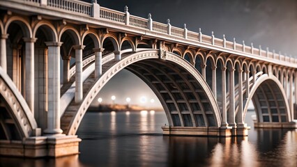 Arch Bridge Over Water at Sunset