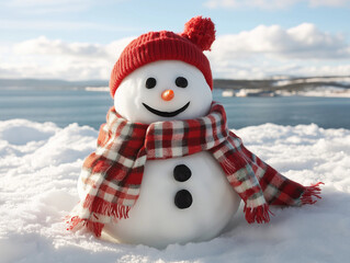 Fototapeta premium Winter snowman, perfect photo for posters and greetings.