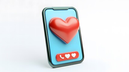 Smartphone heart button technology digital interaction modern environment top view connection concept