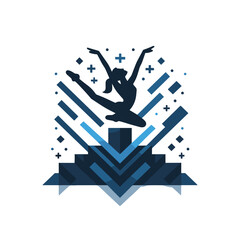 Dancing silhouette in dynamic geometric background