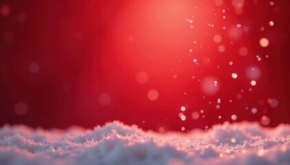Delicate snowflakes gently fall on a warm red background, snowflakes, cold weather