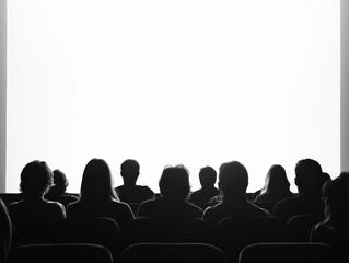 Captivating Cinema: Silhouettes of an Audience Enthralled by the Silver Screen, a Timeless Moment of Shared Entertainment & Cinematic Magic