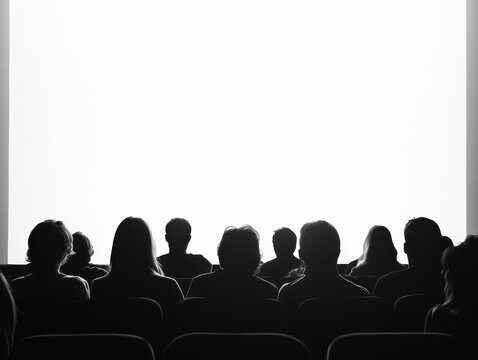 Captivating Cinema: Silhouettes of an Audience Enthralled by the Silver Screen, a Timeless Moment of Shared Entertainment & Cinematic Magic