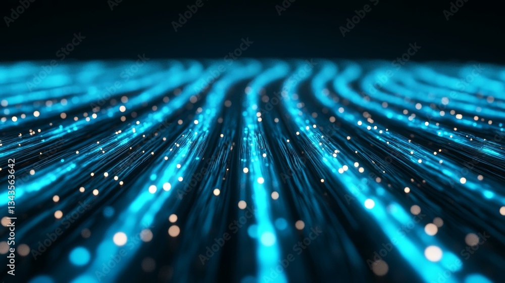 Aufkleber glowing blue led lights forming abstract digital patterns, futuristic technology concepts, data netw