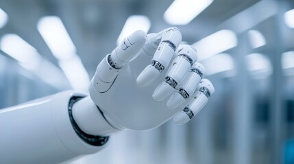Robotic hand close-up, advanced technology and artificial intelligence concept, futuristic cybernetic innovation background