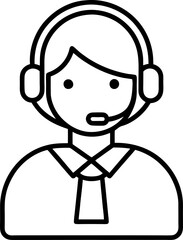 Customer Service Icon Female Support Agent with Headset for Call Center and Online Assistance
