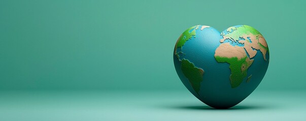A Loving Globe Earth Depicted as a Heart with a Light Green Color in The Background Banner Style