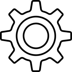 Gear Outline Cogwheel, Mechanical Component, Engineering, Precision, Black and White Line Art, Icon