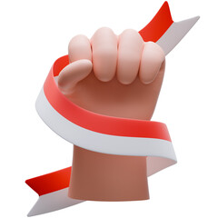 3D Indonesian Flag Wrapped Around Hand illustration
