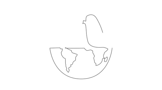 Self drawing animation of single continuous line drawing half globe with lungs on top. Poster. Banner. Campaign. Don't let it spread. Love your family. World Tuberculosis Day. Full length animated