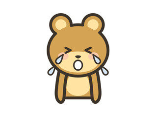 大泣きするかわいいクマさんの上半身イラスト