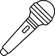 Microphone Line Art Icon Audio, Recording, and Vocal Element for Creative Designs, Minimalistic Symbol,