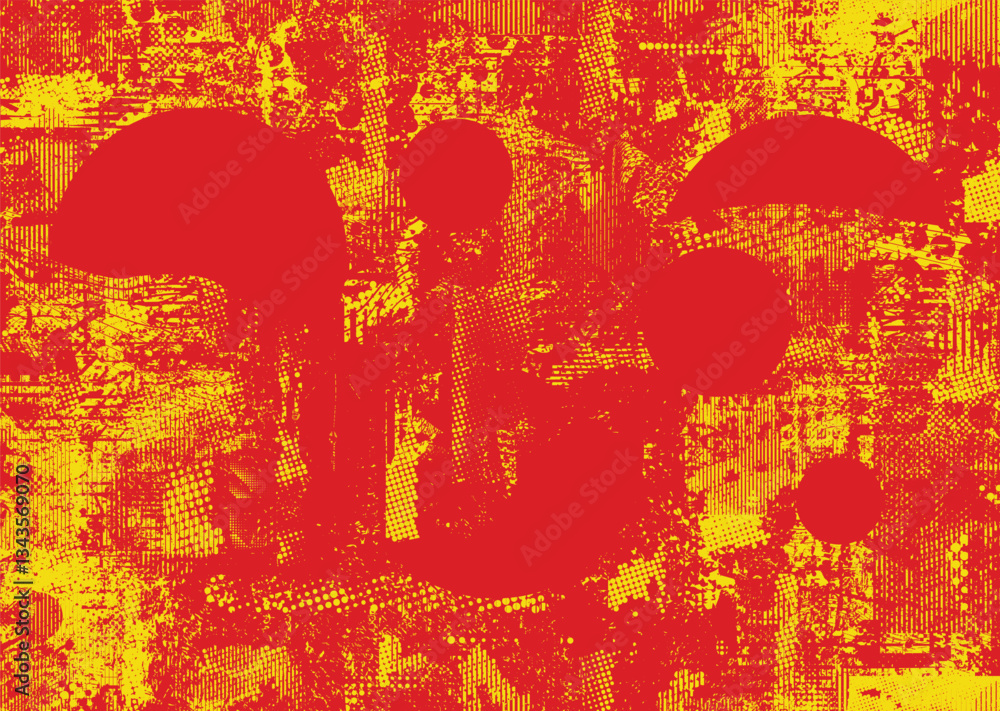Fototapete Background with glitch distorted grunge textures . grunge background texture with halftone dots, glitched shapes, textures and lines .Screen print vector background with grunge textured surface.