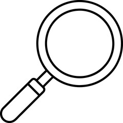 Minimalist Magnifying Glass Outline for Search, Discovery, and Research Concepts Isolated on White Background