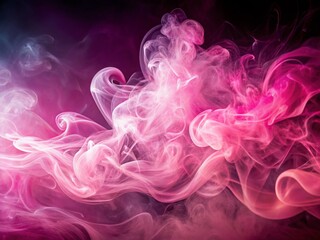Fototapeta premium Abstract Pink and White Smoke Swirls on White Background - Night Photography